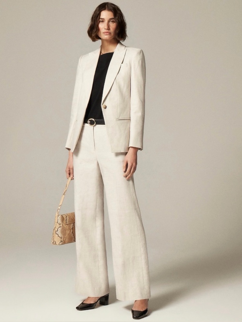 J.Crew Carolina Flare Pants Stretch Linen Blend Flax Ivory NWT Size 10